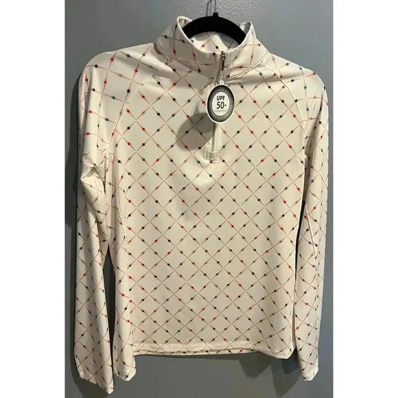 Lady Hagen Tops - NWT Lady Hagen Women's White Geo UV Long Sleeve 1/4 Zip